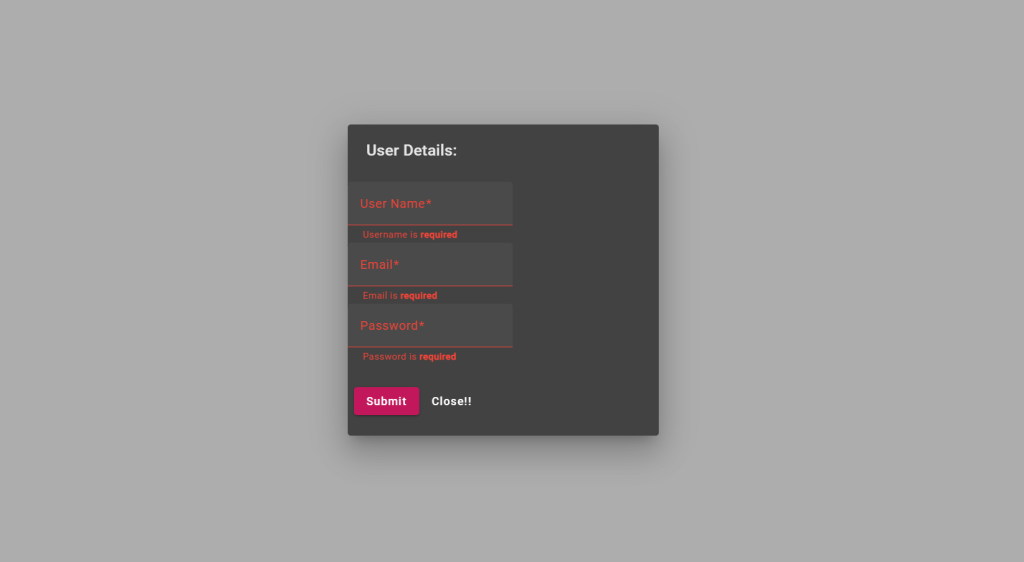 Angular 17 Material Popup Dialog Register Form with Validation Working Example
