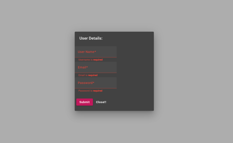 Angular 17 Material Popup Dialog Register Form with Validation Working Example