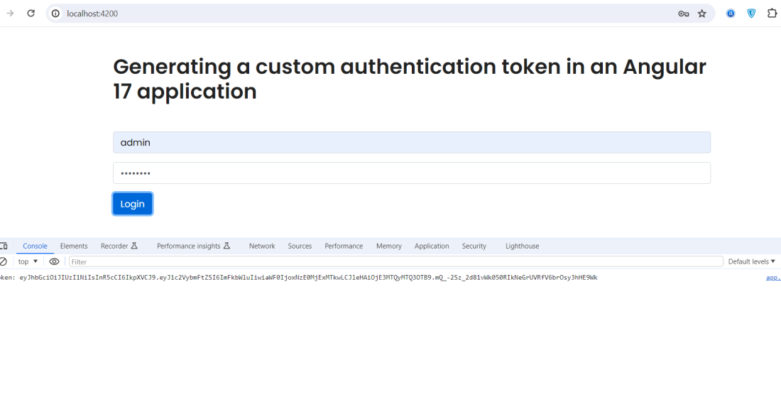 Generating a custom authentication token in an Angular 17 application