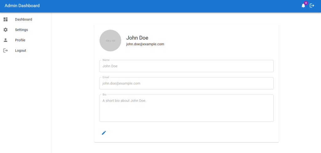 React Admin Dashboard User Profile Page