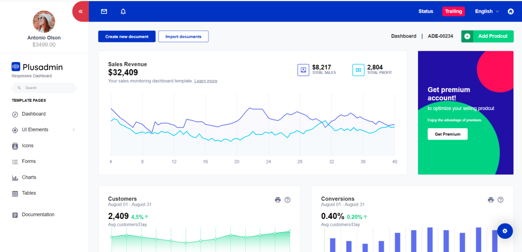 Angular 18 Free Responsive Admin Dashboard Template