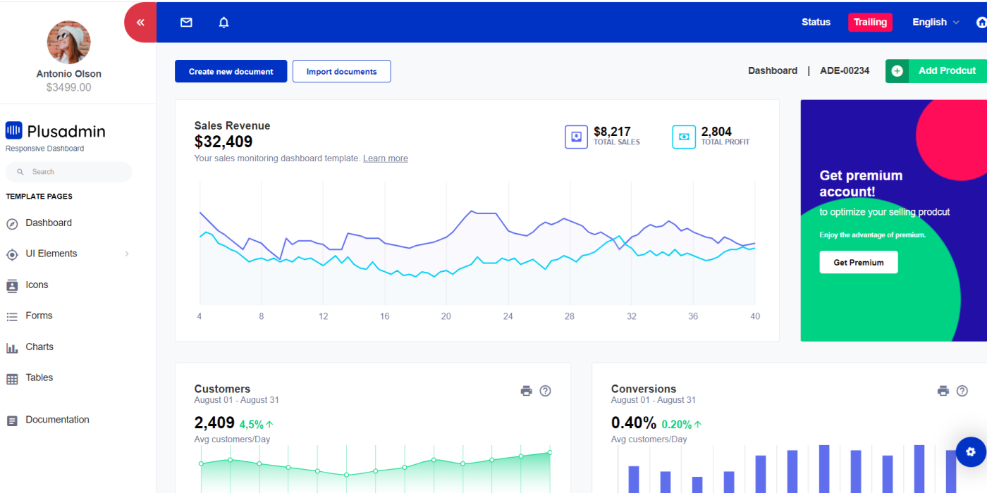 Angular 18 Free Responsive Admin Dashboard Template