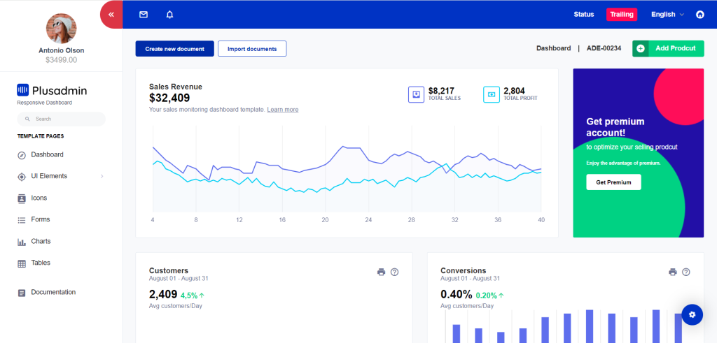 Vue js Vue 3 Free Admin Dashboard Template