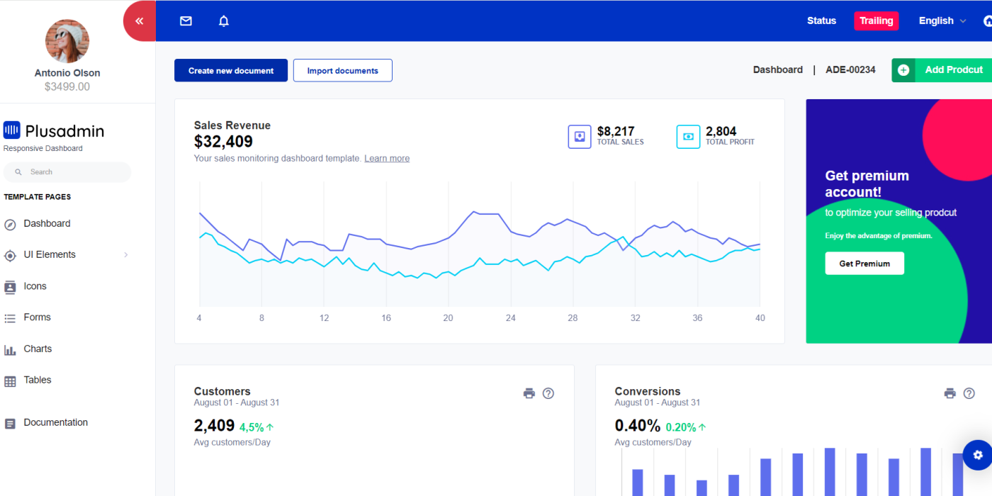 Vue js Vue 3 Free Admin Dashboard Template