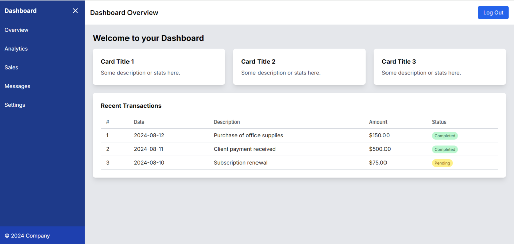 Create Management System Dashboard in Next.js using Tailwind CSS