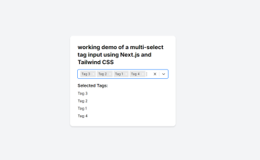 Working demo of a multi-select tag input using Next.js and Tailwind CSS