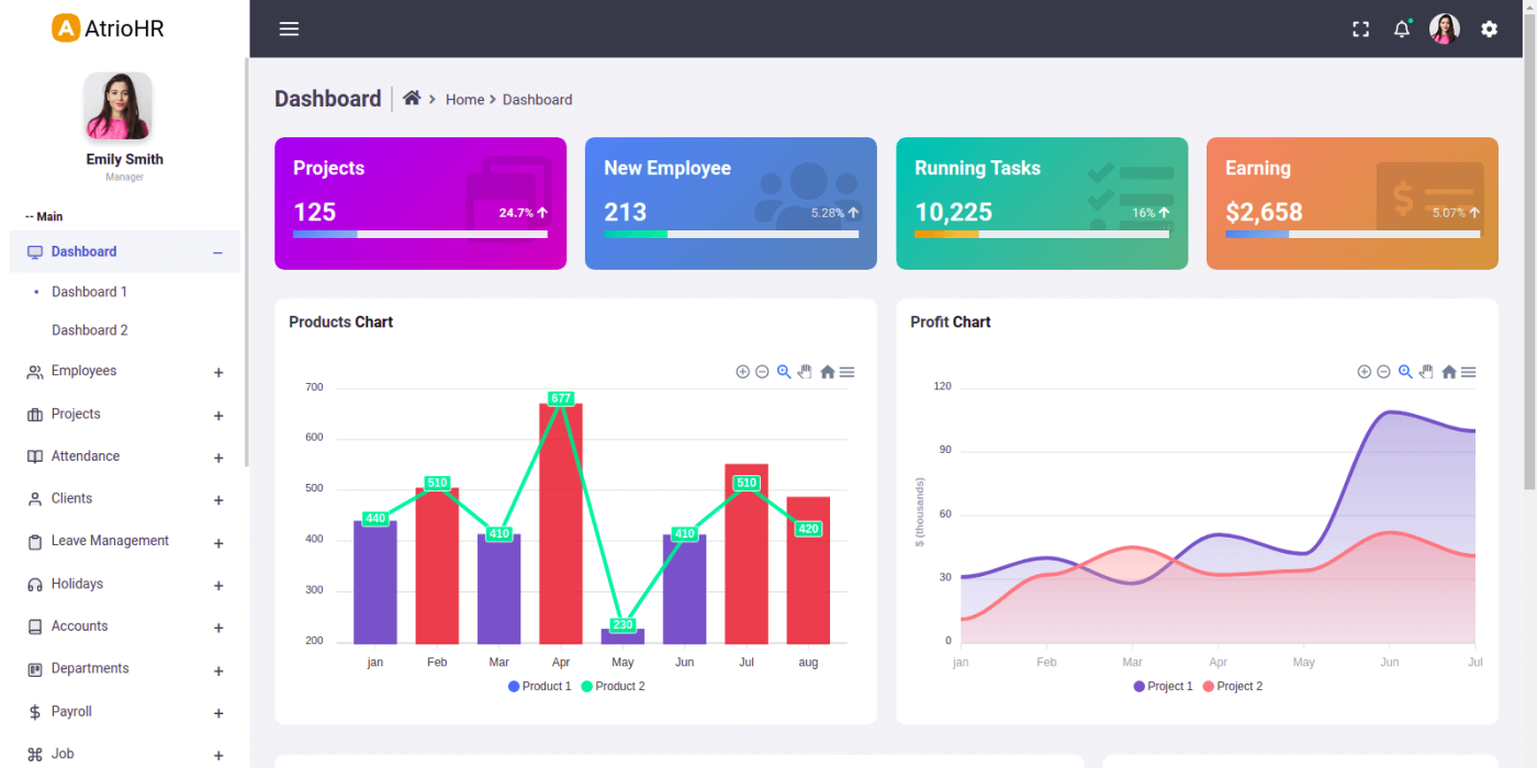 Multipurpose & HR Admin Dashboard Template Free