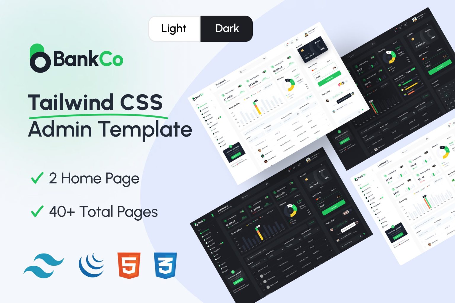 Bankco – Tailwind CSS Admin Templates Bankco Free - Therichpost