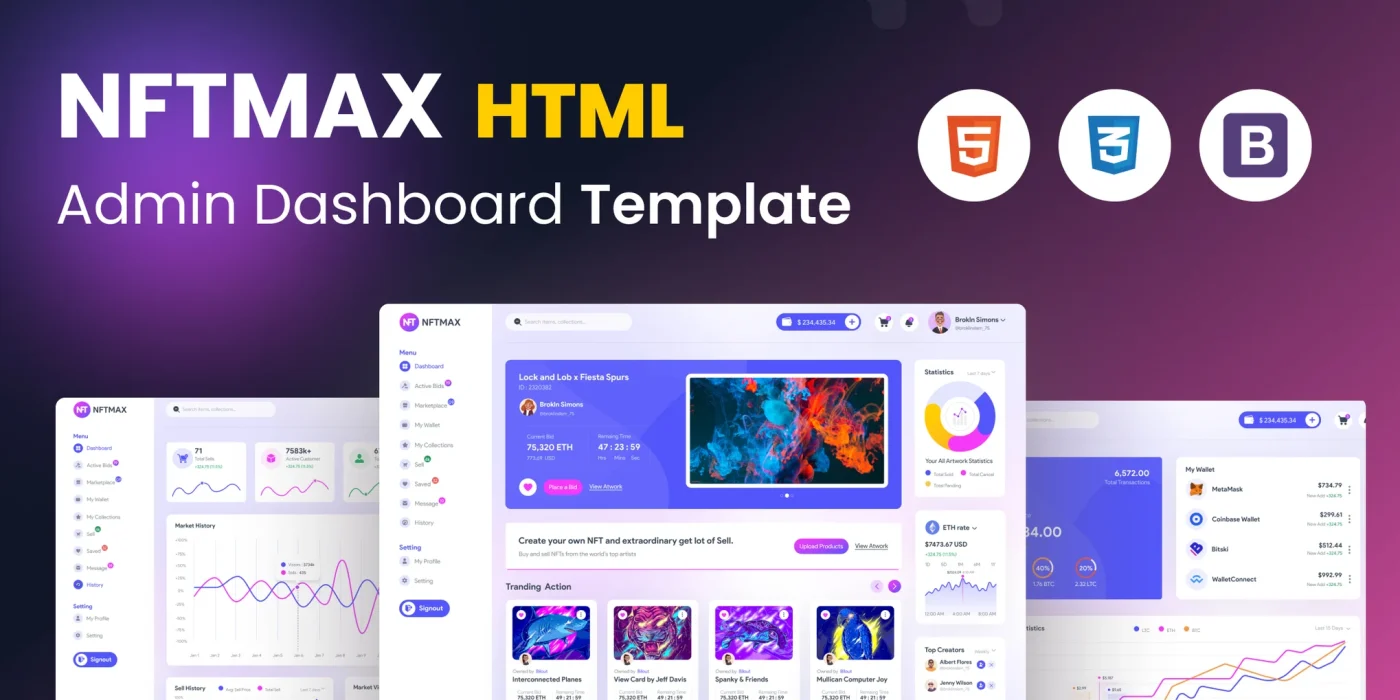 Free Admin & Dashboard Template for NFT