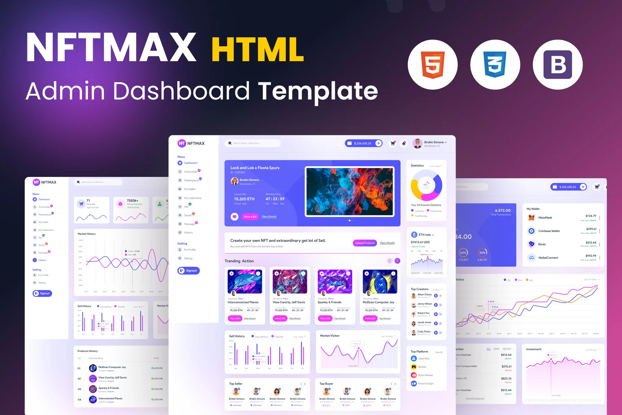 Free Admin & Dashboard Template for NFT