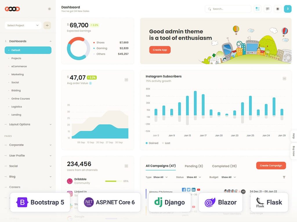 Good – Bootstrap 5 Admin Dashboard Template