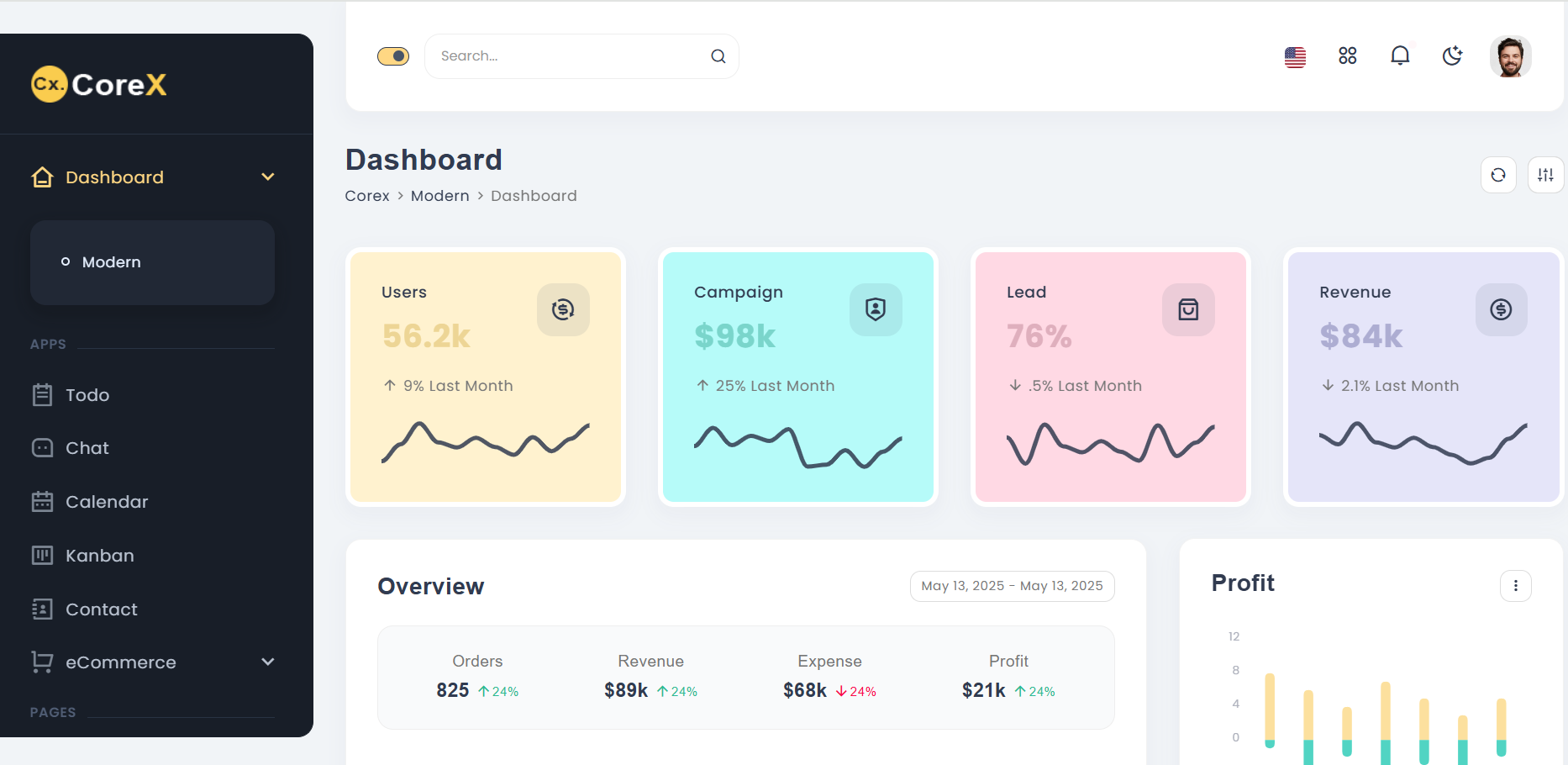 Admin Dashboard UI with Advanced Theming Bootstrap + Material Design 2025