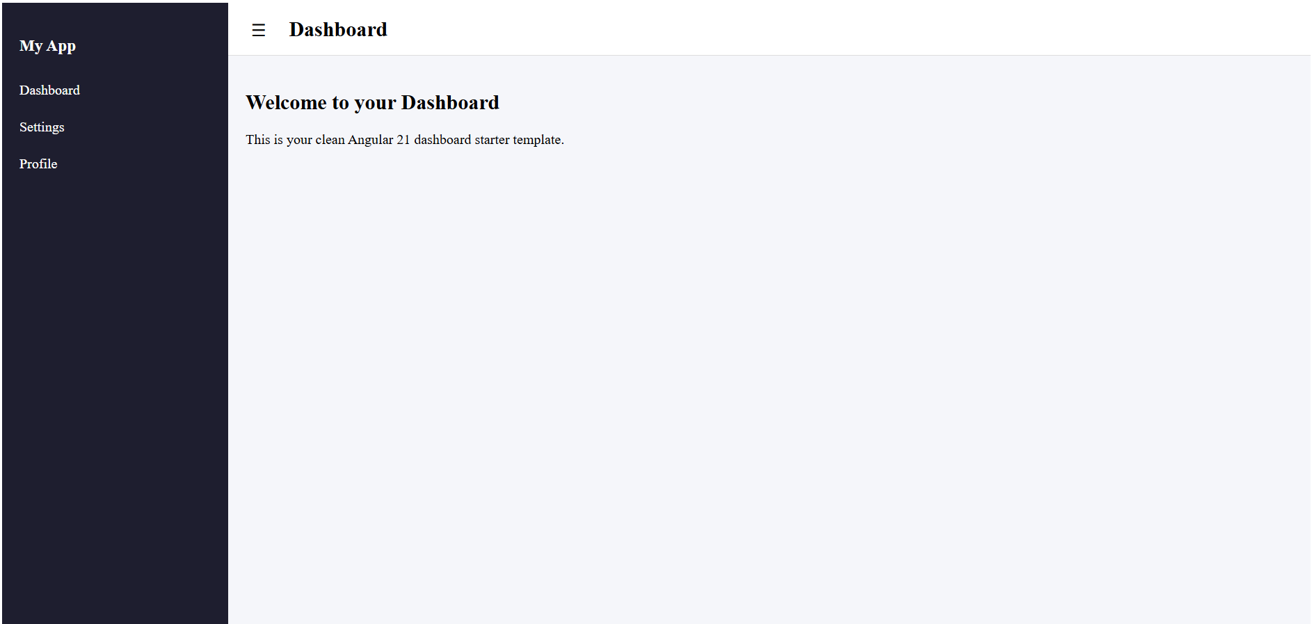 How to Build a Minimal Angular 21 Dashboard — Header, Toggle Sidebar & Content Area